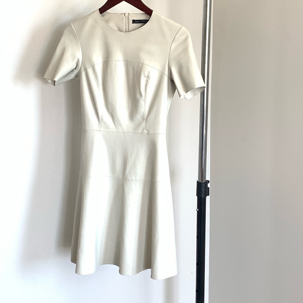 Adorable Zara Ecru leatherette mini dress.